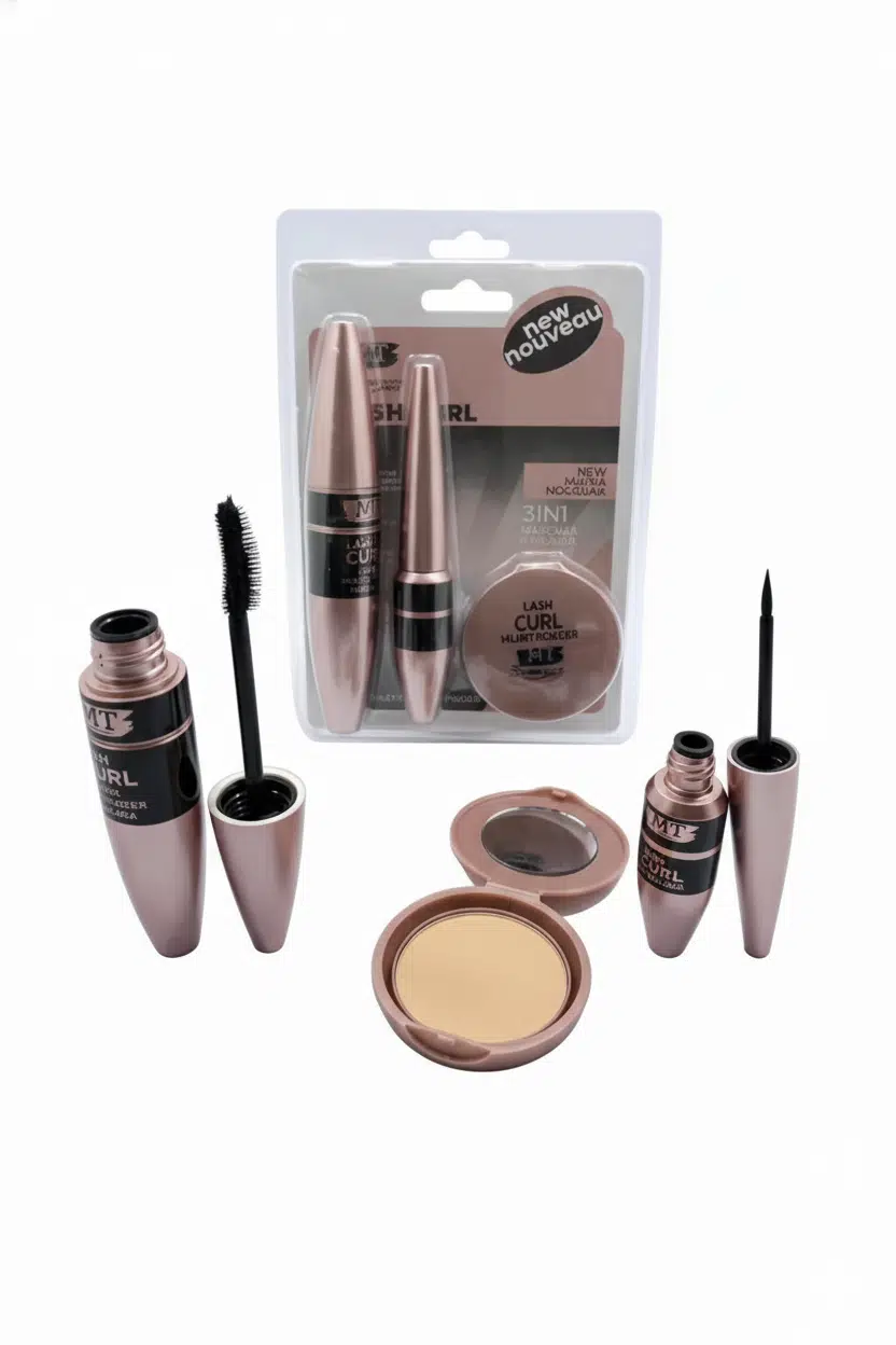 Mt Lash Curl Mascara+Eyeliner+Powder - 3'Lü Set Maskara, Göz Kalemi, Pudra