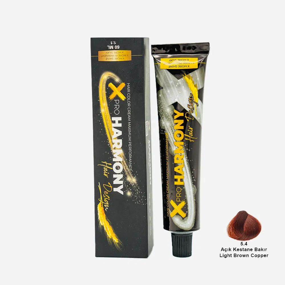 X Pro Harmony Tüp Boya 5.4 Light Brown Copper Açık Kestane Bakır Saç Boyası 60 ml