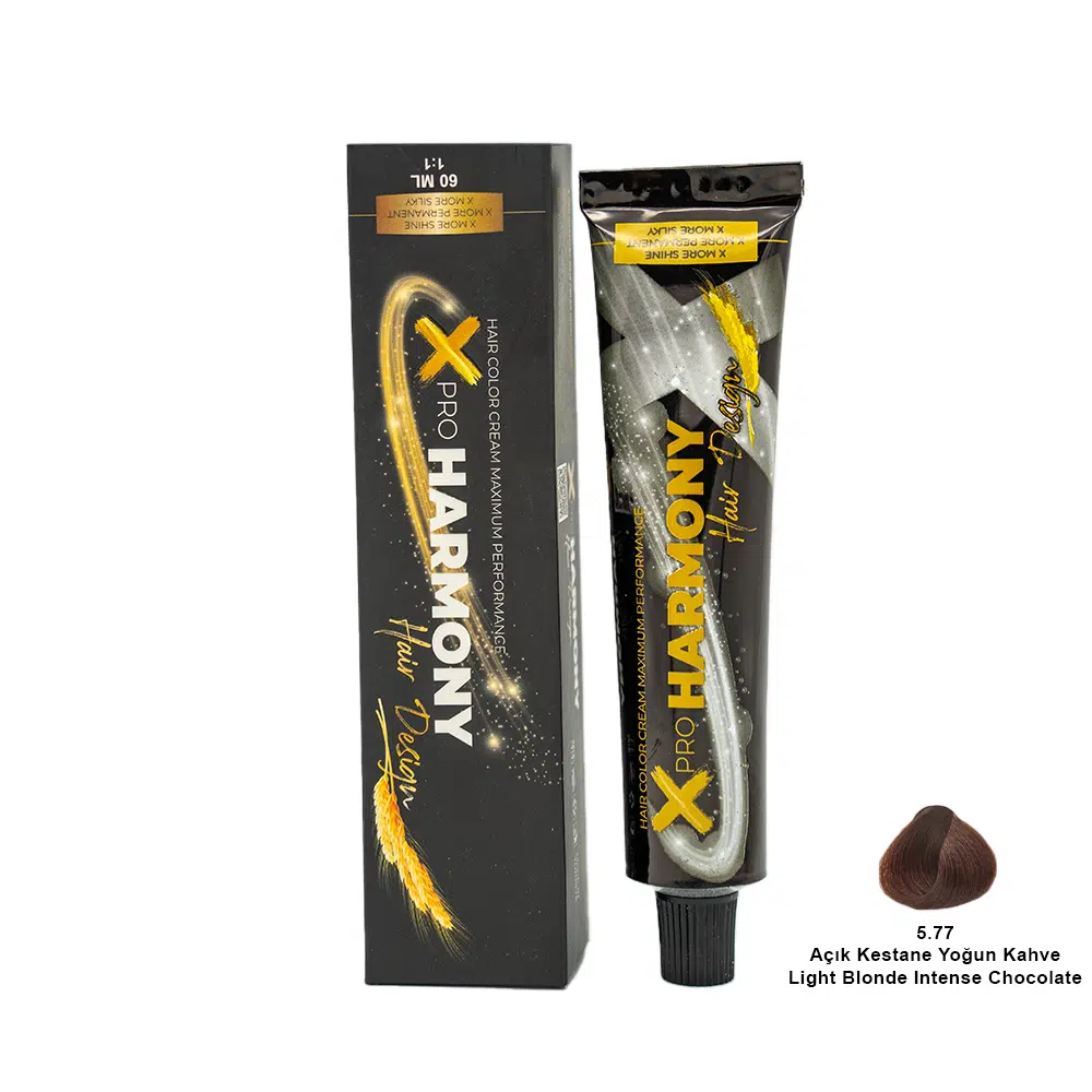 X Pro Harmony Tüp Boya 5.77 Light Blonde İntense Chocolate Açık Kestane Yoğun Kahve Saç Boyası 60 ml