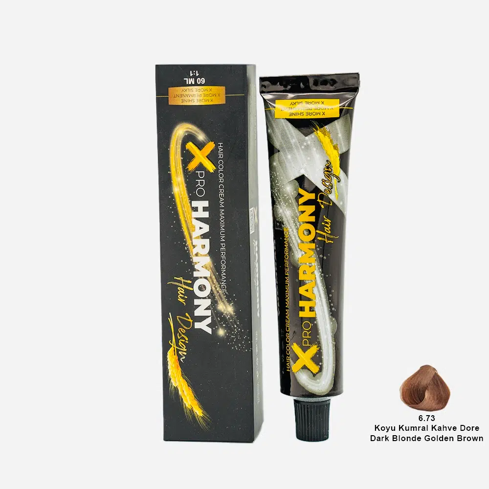 X Pro Harmony Tüp Boya 6.73 Dark Blonde Golden Brown Koyu Kumral Kahve Dore Saç Boyası 60 ml