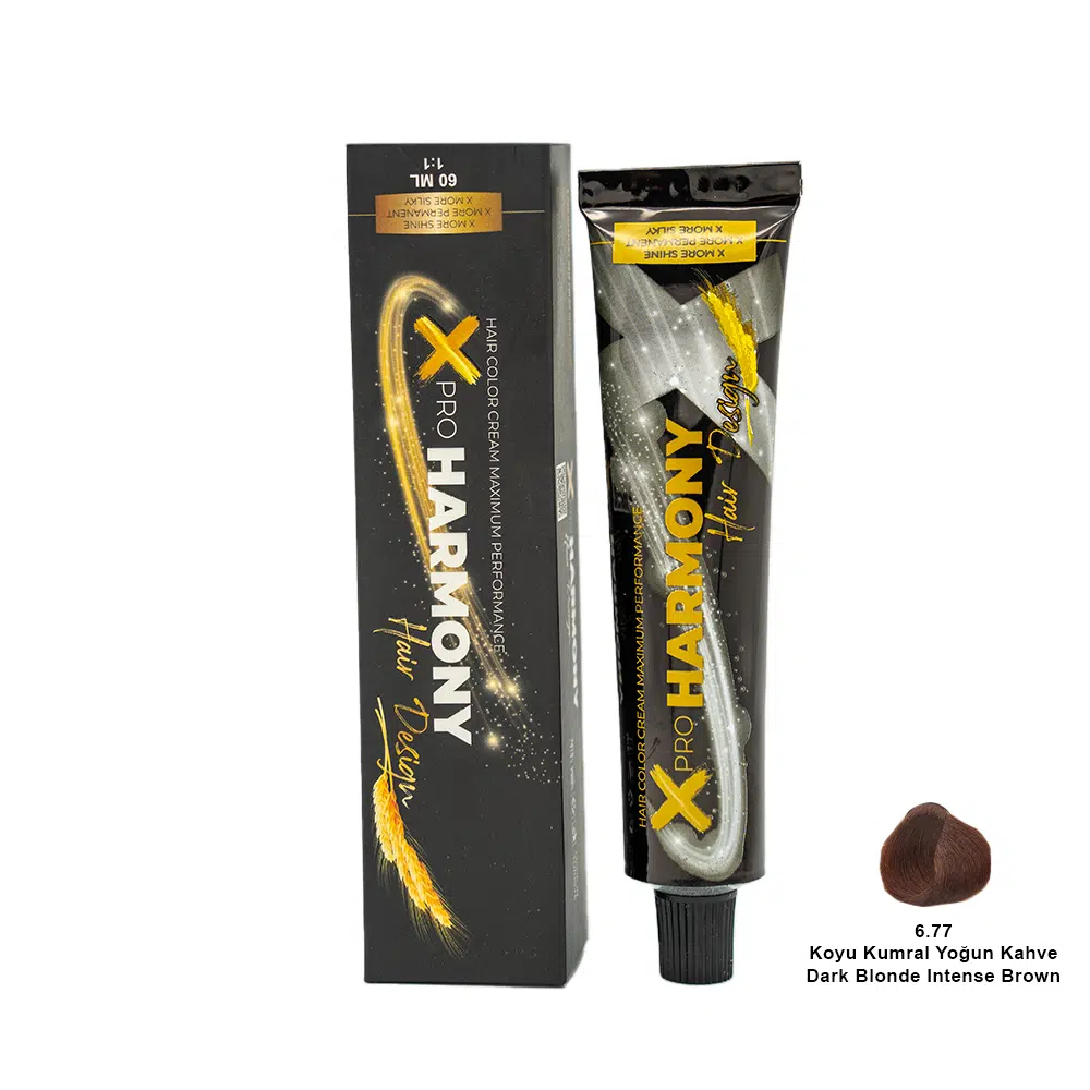 X Pro Harmony Tüp Boya 6.77 Dark Blonde İntense Brown Koyu Kumral Yoğun Kahve Saç Boyası 60 ml