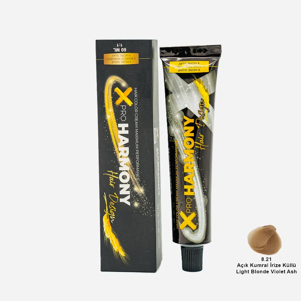X Pro Harmony Tüp Boya 8.21 Light Blonde Violet Ash Açık Kumral Küllü Saç Boyası 60 ml