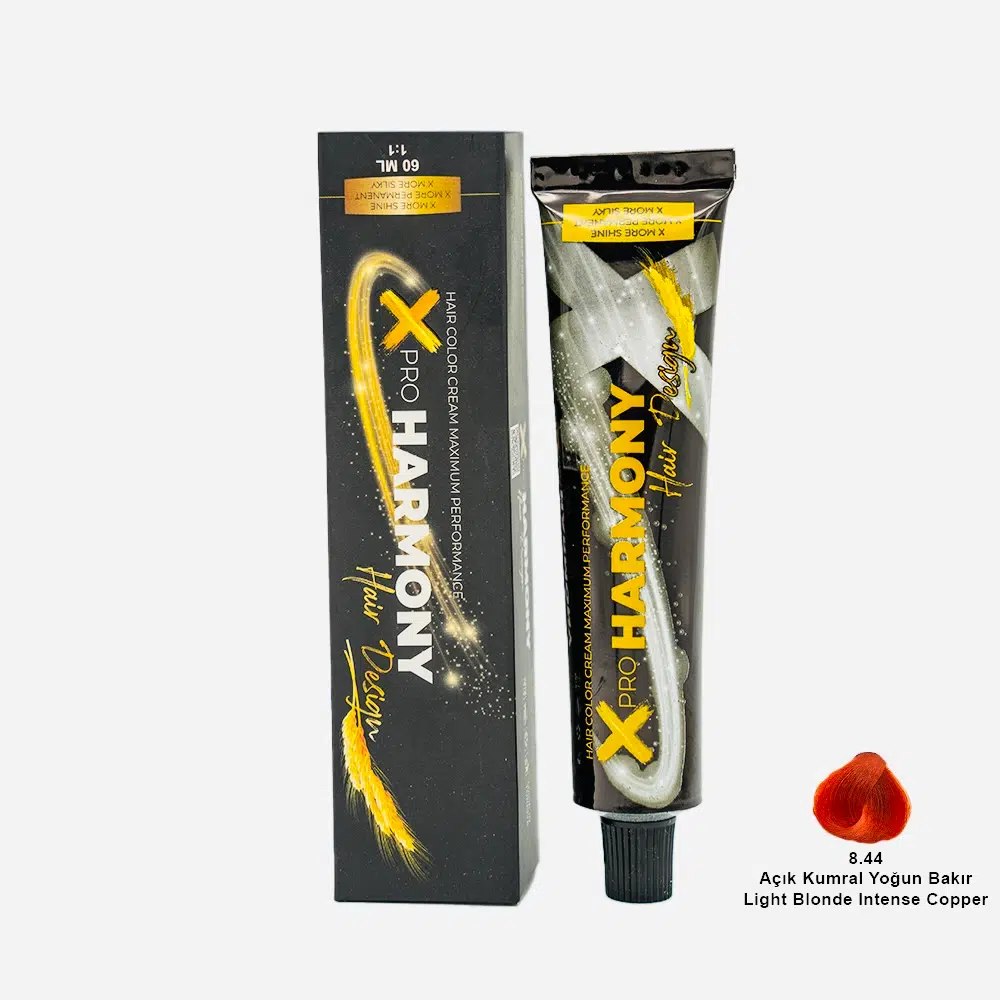 X Pro Harmony Tüp Boya 8.44 Light Blonde İntense Copper Açık Kumral Yoğun Bakır Saç Boyası 60 ml