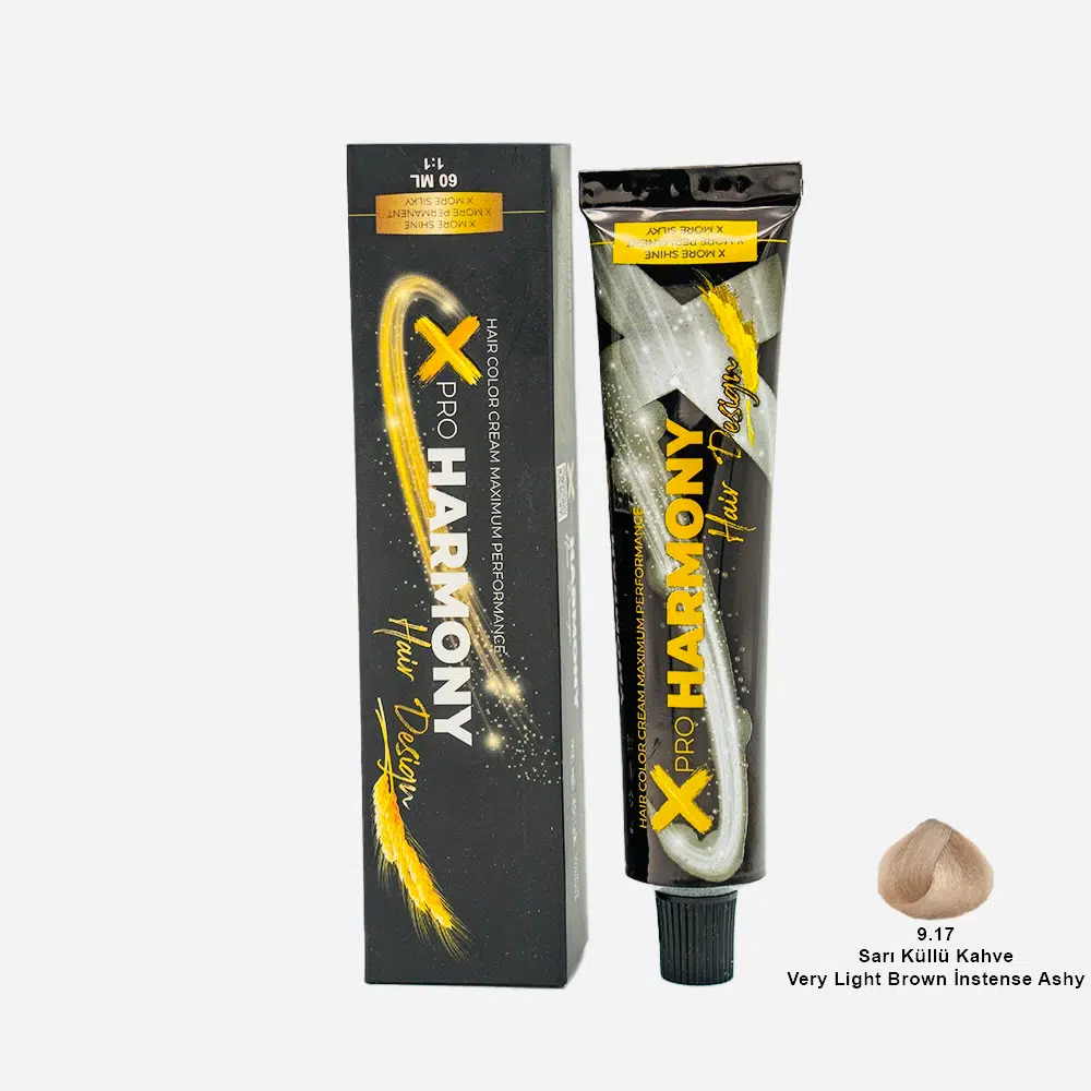 X Pro Harmony Tüp Boya 9.17 Very Light Brown İntense Ashy Sarı Küllü Kahve Saç Boyası 60 ml