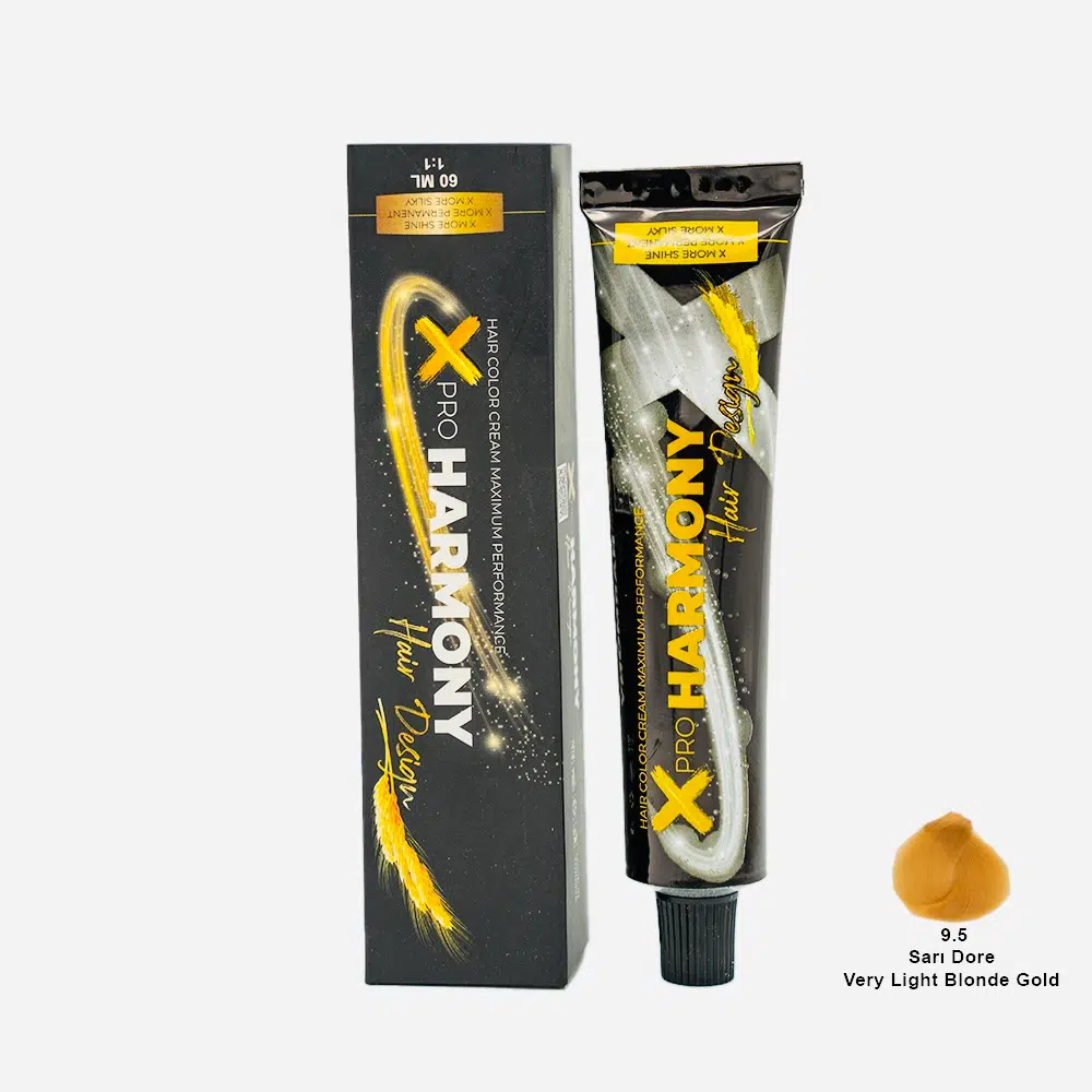 X Pro Harmony Tüp Boya 9.5 Very Light Blonde Mahogany Maun Sarısı Saç Boyası 60 ml